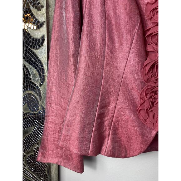 VINTAGE ADRIANNA PAPELL JACKET 12 FRILLY FEMININE RUFFLE IRIDESCENT PINK BLAZER - Picture 13 of 15